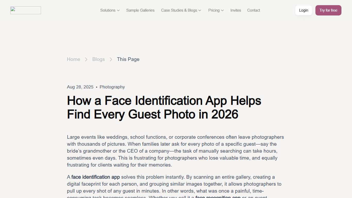How a Face Identification App Helps Find Every Guest Photo in 2026